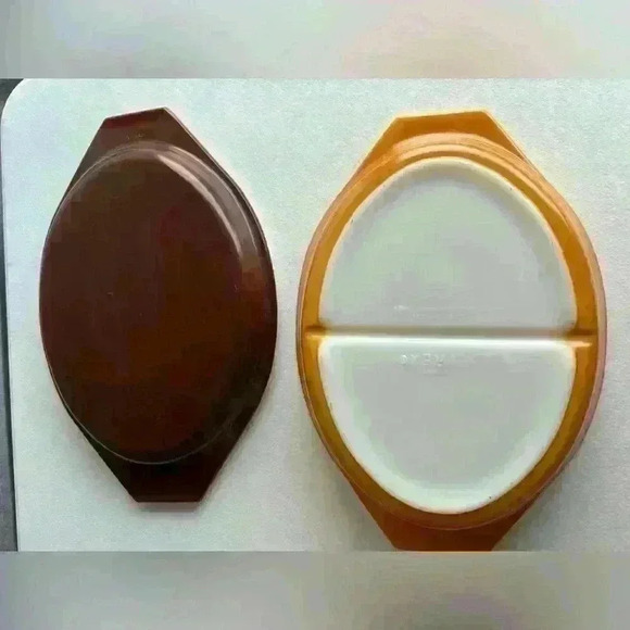 PYREX "OLD ORCHARD FRUIT" Brown Cinderella Nesting Bowls & Divided Casserole - Picture 6 of 7